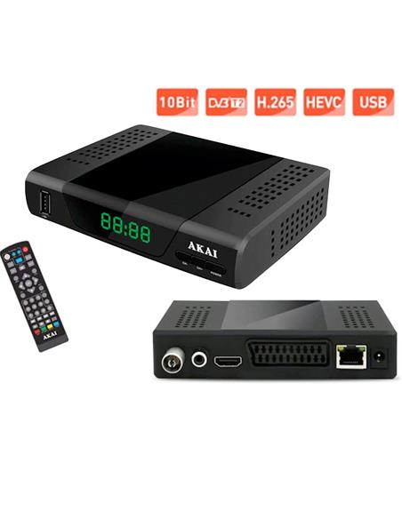 Receptor TDT HD AKAI ZAP26510K_L, TDT T2, HDMI, Euroconector, H.265, USB, Internet - TDT - Satélite