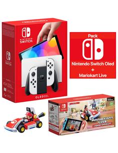 Nintendo Switch Oled Consola Blanca + Juego Nintendo Mario Kart Live: Home Circuit Mario