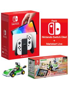 Nintendo Switch Oled Consola Blanca + Juego Nintendo Mario Kart Live: Home Circuit Luigi