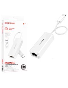 Borofone DH7 Adaptador USB-C a RJ45 Ethernet 100 Mbps Blanco