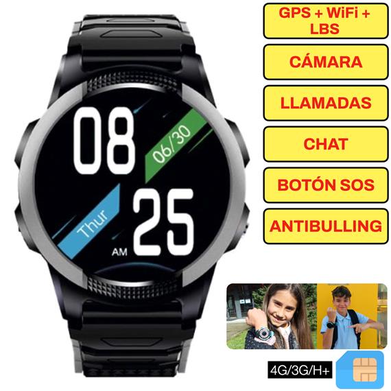 SaveFamily Slim 4G Smartwatch para niños Negro - Reloj con Localizador