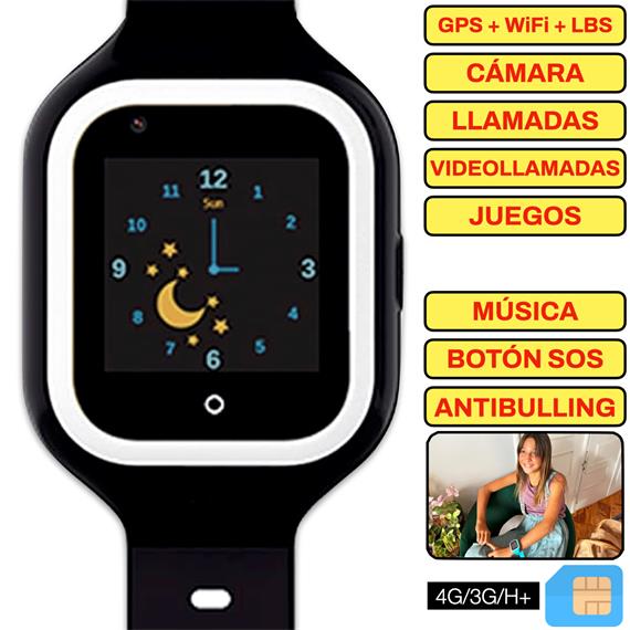 SaveFamily Reloj Iconic Plus 4G Negro - Reloj con Localizador