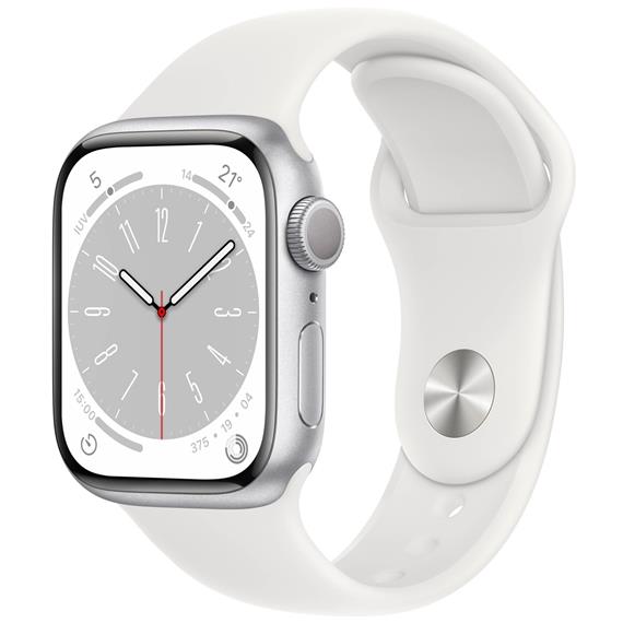 Apple Watch Series 8 GPS 41mm Silver Aluminium/White Sport Band (MP6K3TY/A)