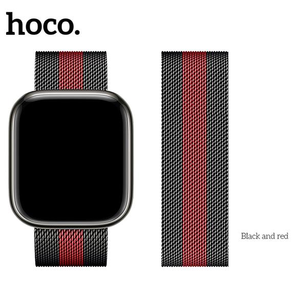 Hoco iWatch WA03 Correa Acero Negro y Rojo