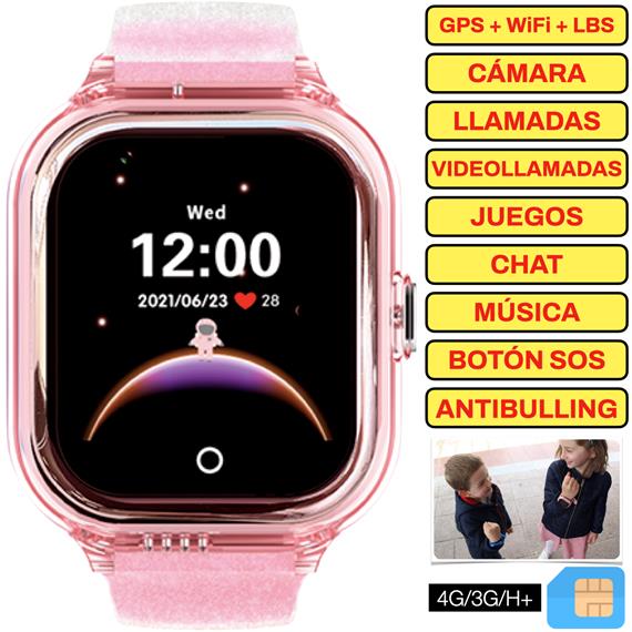 SaveFamily Reloj Enjoy Smartwatch para niños con 4G y GPS Rosa