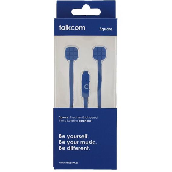 TALKCOM SQUARE AURICULAR CON MICROFONO CABLE PLANO AZUL