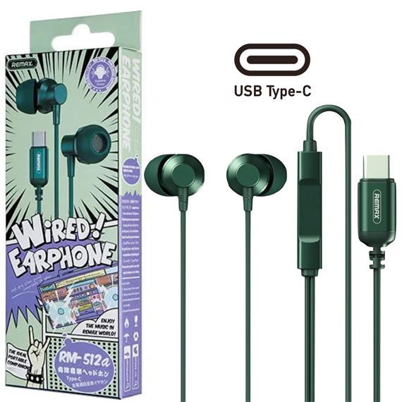 Remax RM-512a Metal Auricular USB-C Digital Green