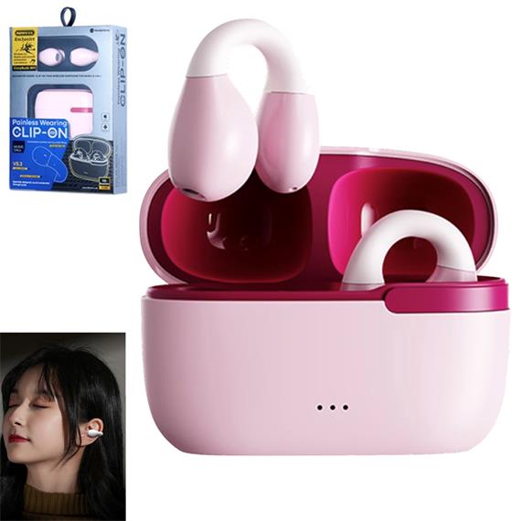 Remax W11 Auricular Bluetooth Open Ear con Clip Rosa