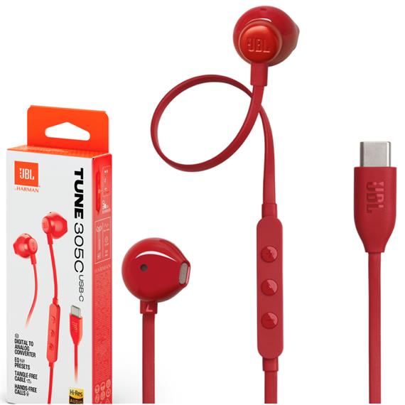 JBL Tune 305C Auricular USB-C con micrófono Rojo