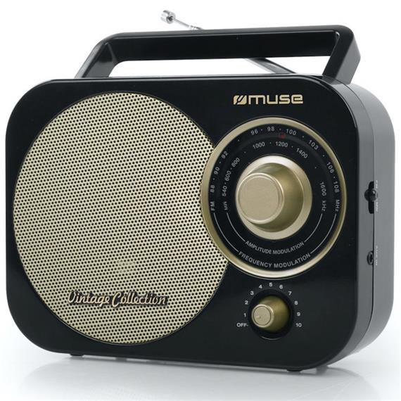 MUSE M-055 RB RADIO AM/FM PILA Y CORRIENTE RETRO