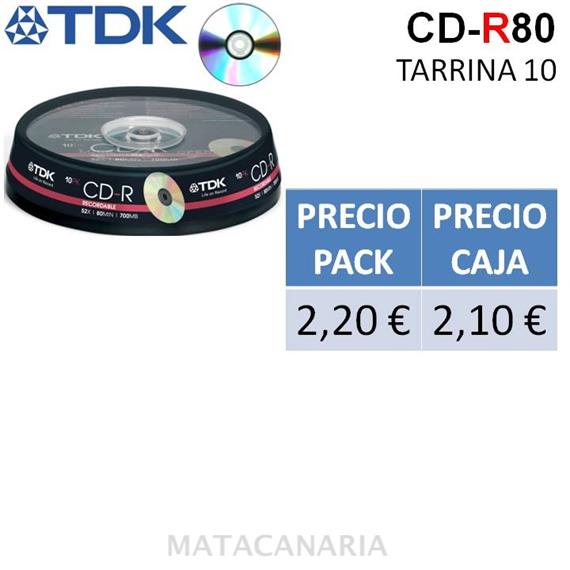 TDK CD-R80 CBA10 (TARRINA 10 CD)52X80MINUTOS