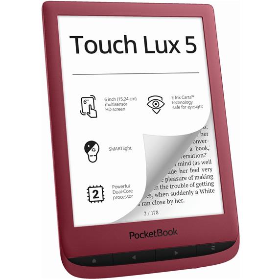 POCKETBOOK TOUCH LUX 5 6" 8GB WIFI LUZ TÁCTIL RUBY RED