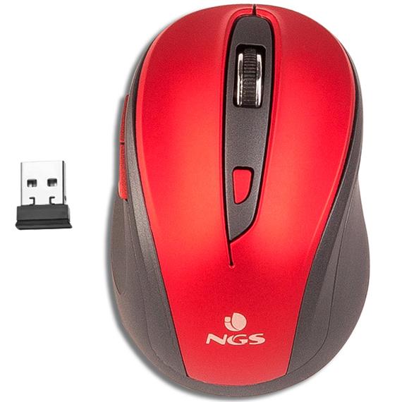 Ratón Ngs EVO MUTE Óptico Inalámbrico Silencioso Rojo