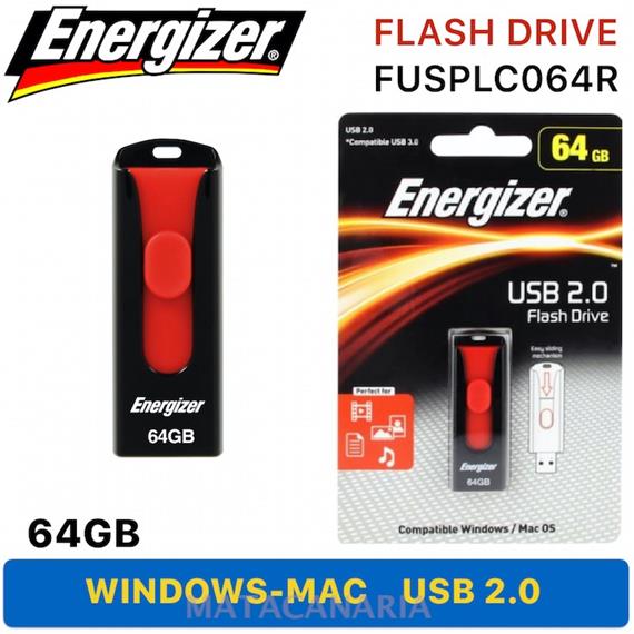 ENERGIZER FUSPLC064R USB DRIVE 64GB 2.0