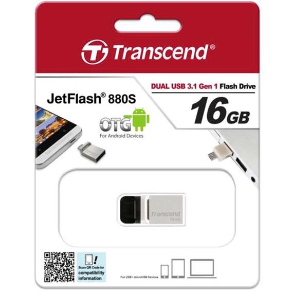 MEM. USB OTG 16GB TRANSCEND JETFLASH 880S MICRO-USB