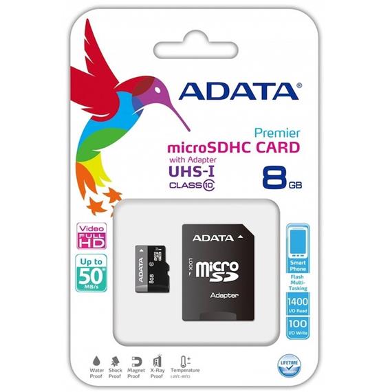 MEM. MICRO SDHC 8GB CLASS 10 ADATA 50MB/S UHS-I