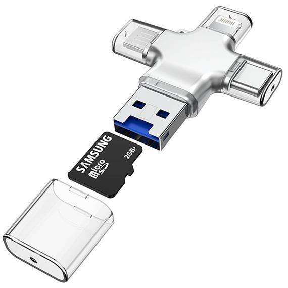 Borofone DHB01 Lector Micro SD 4-1 Lightning / Type-C / Micro