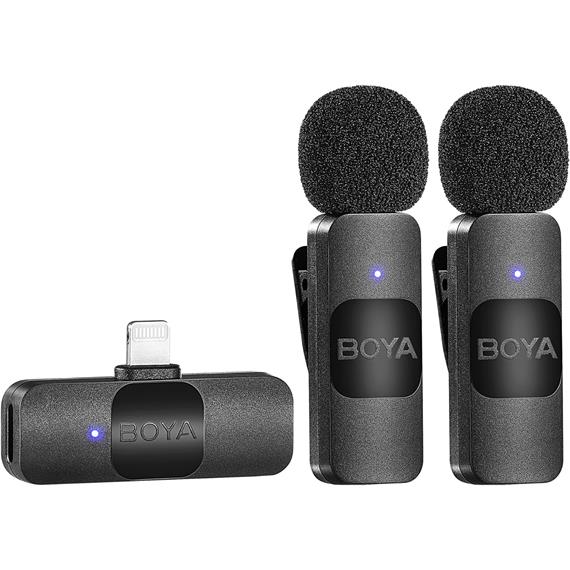 BOYA BY-V2 Kit 2 Micrófonos Inalámbricos con conexión Lightning