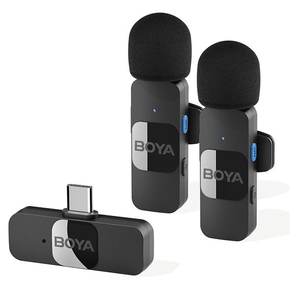 BOYA BY-V20 Pack 2 Micrófonos Lavalier Inalámbricos con USB-C