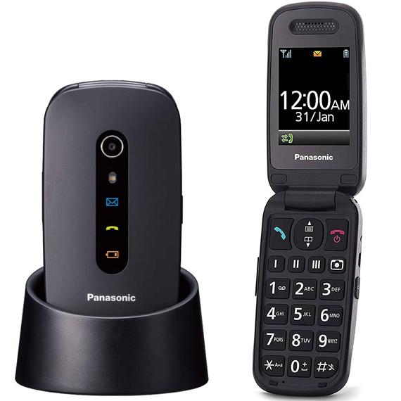 Panasonic KX-TU466EXBE Móvil Senior GPS y Base de Carga Negro