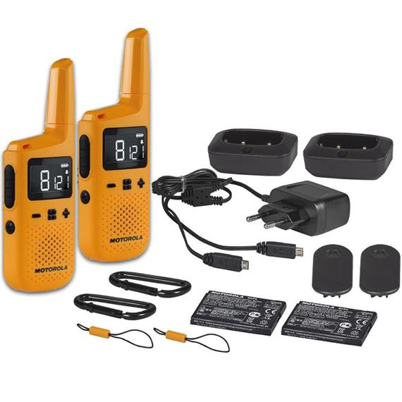 Motorola T72 Walkie Talkie IP54 con alcance de 8KM Orange con Cargador