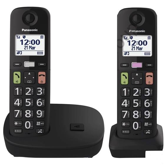 Panasonic KX-TGU112EXB Teléfono Inalámbrico Duo con Teclas Grandes Negro