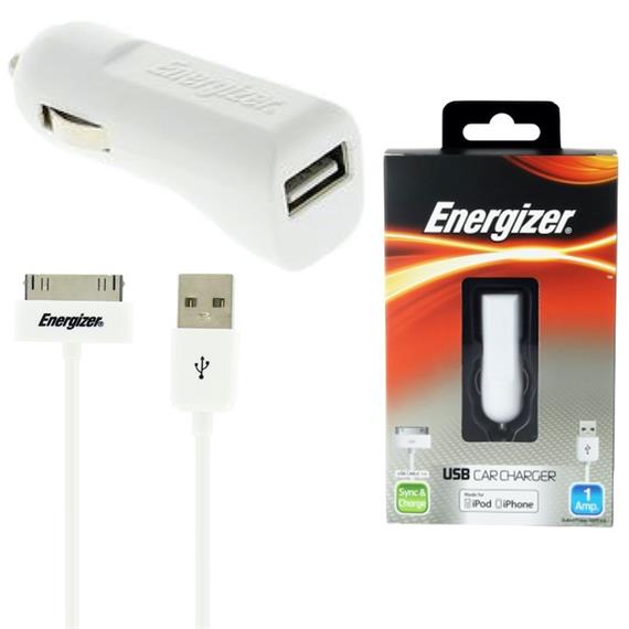 ENERGIZER DC1UCIP2 1AMP CABLE 30 PIN IPHONE CARGADOR COCHE