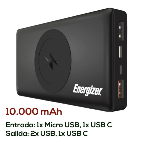 PW ENERGIZER QE10000CQ POWERBANK 10.000mAh INALÁMBRICO RÁPIDO BLACK (6+1)