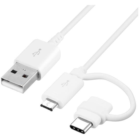 SAMSUNG CABLE 2-1 MICRO-USB+USB-C BLANCO BULK (EP-DG930)