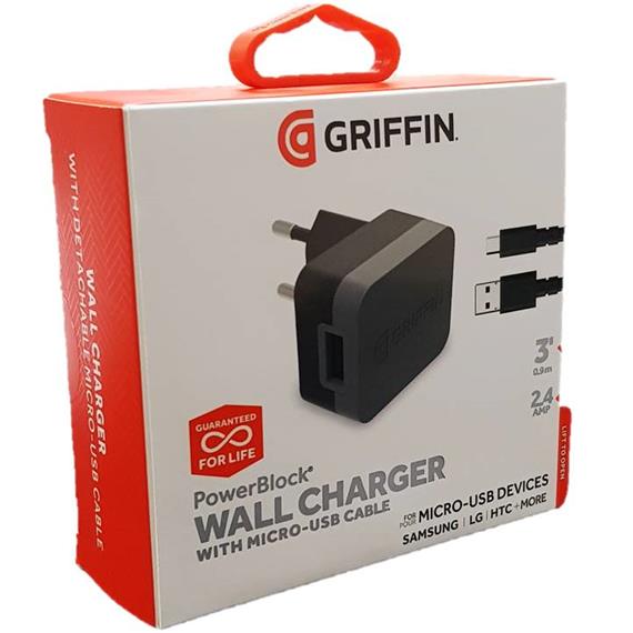 GRIFFIN GE43531 CARGADOR 2.4 AMP + CABLE MICRO USB