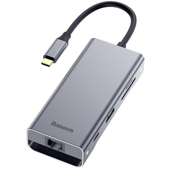 BASEUS CATXF-0G SQUARE HUB TYPE-C TO 3XUSB/HDMI/LAN/CARD GREY