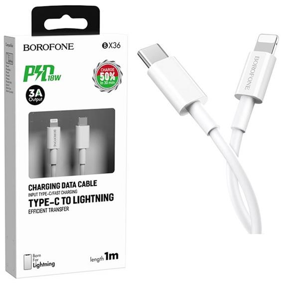 BOROFONE BX36 CABLE UNIÓN 18W WHITE (USB-C - LIGHTNING)