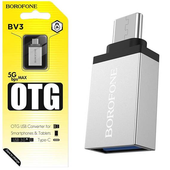 BOROFONE BV3 ADAPTADOR OTG SILVER (TYPE-C)