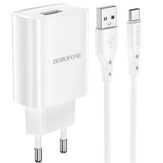 Borofone BN1 Cargador 2.1A + Cable TYPE-C Blanco