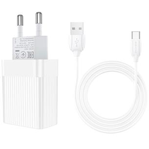 Cargador USB 18W+ Cable USB a USB-C Borofone BA47A Blanco