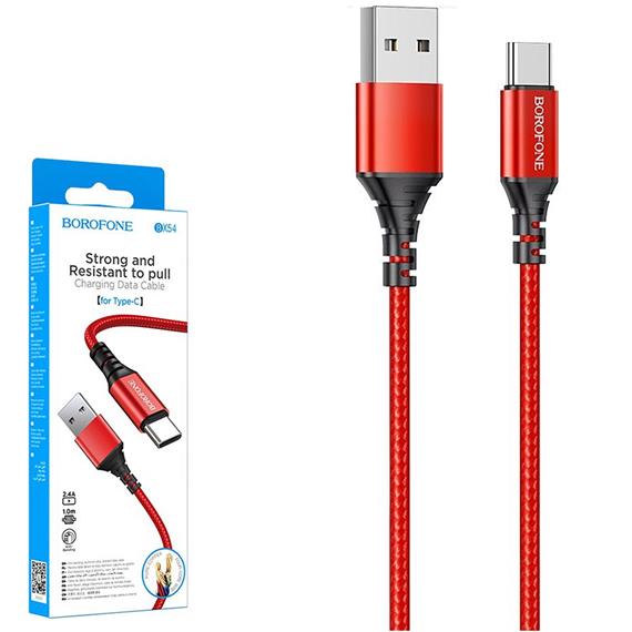 Cable USB a USB-C 1 metros 2.4Amp Borofone BX54 Ultra Bright Rojo