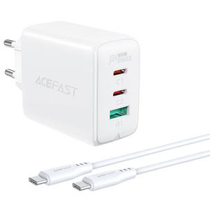 Cargador USB-C Y USB 65W+ Cable USB-C a USB-C Acefast A13 Blanco