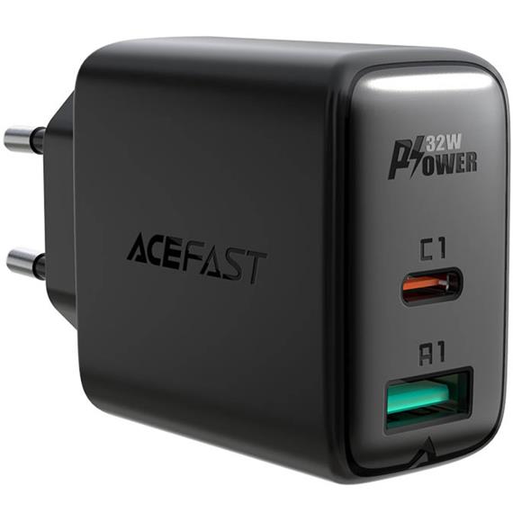 Cargador USB-C y USB 32W Acefast A5 Negro