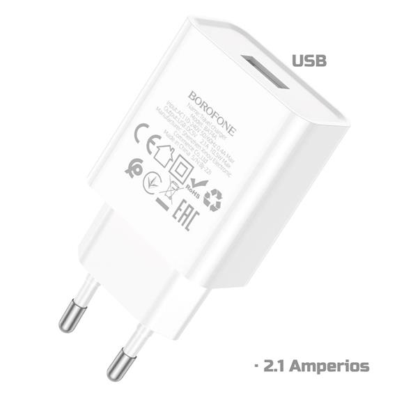 Cargador USB 2.1Amp Borofone BA74A Blanco