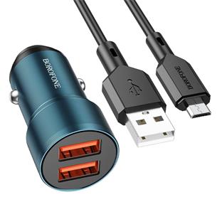 Cargador Coche USB 12v-24v 2.4Amp+ Cable Micro Borofone BZ19