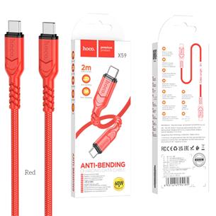 Cable USB-C a USB-C 2 metros 60W Hoco X59 Victory Rojo