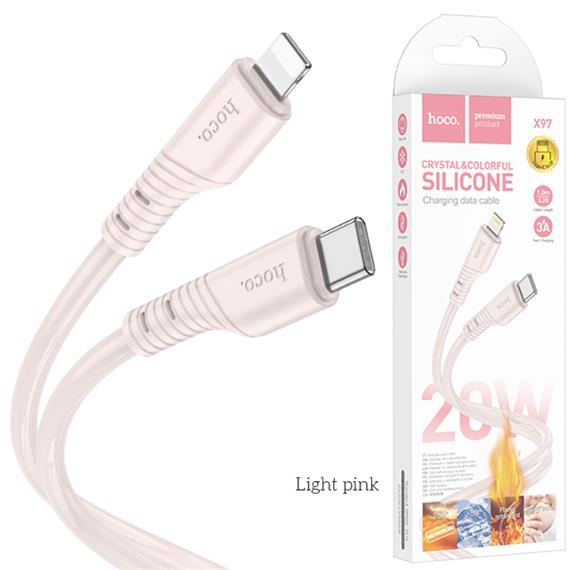 Cable USB-C a Lightning 1 metro 20W Hoco X97 Crystal  Silicona Rosa