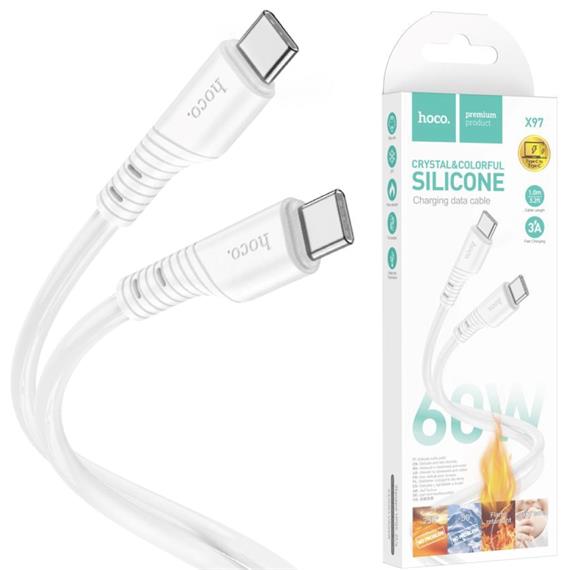 Cable USB-C a USB-C 1 m 60W Hoco X97 Crystal Silicona Blanco