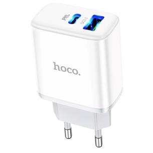 Cargador USB y USB-C 20W Hoco C105AQ Blanco