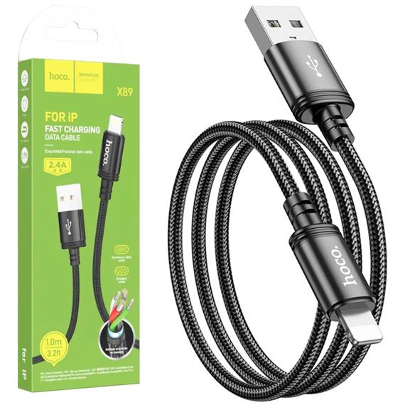 Cable Usb-A a Lightning 2.4A 1 metro Hoco X89 Negro