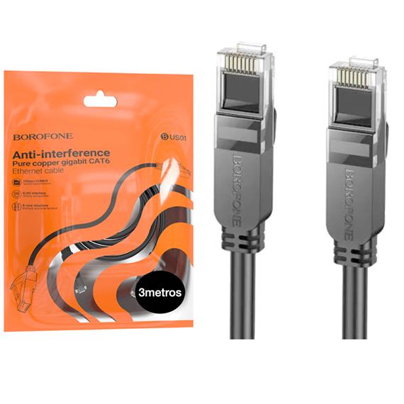 Borofone BUS01 Cable Ethernet Gigabit Cat. 6 3 metros Negro