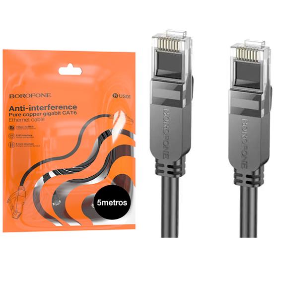 Borofone BUS01 Cable Ethernet Gigabit Cat. 6 5 metros Negro