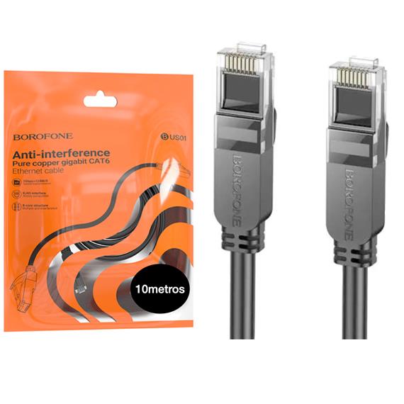 Borofone BUS01 Category 6 Gigabit Network Cable Negro 10M