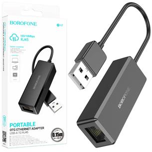 Borofone DH7 Adaptador USB-A a RJ45 Ethernet 100 Mbps Negro