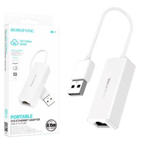 Borofone DH7 Adaptador USB-A a RJ45 Ethernet 100 Mbps Blanco